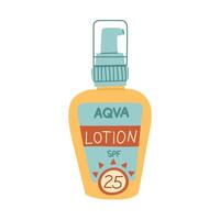 jar of sunscreen. lotion is in a closed tube with a dispenser. Cosmetics. Face and body care products. The icon of the Spf 25 lotion jar. A object in a flat style. Retro colors. Isolated object vector