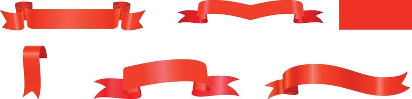 Collection of Different Empty Red Ribbon vector