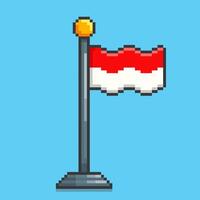 Pixel art flag of indonesia game asset design vector