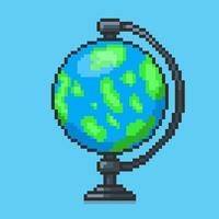 Pixel art globe game asset design vector