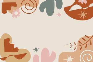 Hand Drawn Botanical Chic Bohemian Shape Element Background Template vector
