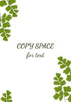 design with forest leaves. Template for a greeting card and a ticket. Green plants in a text frame. vector