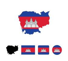 Cambodia flag. Set of Cambodia Flags Collection. vector