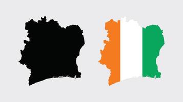 Ivory Coast Map. Map of Ivory Coast with national Flag. vector