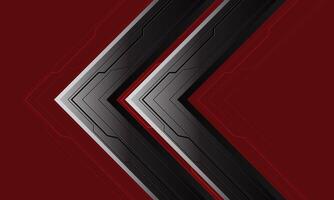 Abstract silver arrow cyber direction geometric on red design modern futuristic technology creative background vector
