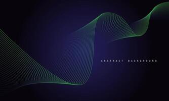 Abstract green line wave curve on dark blue design modern luxury technology futuristic background vector