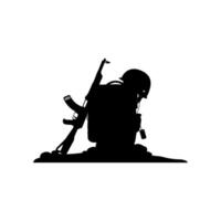 Machine gun and combat helmet. vector