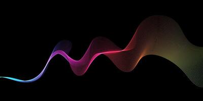 rainbow coloured flowing lines banner design vector