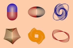 collection of geometric line shapes for design or decoration elements vector