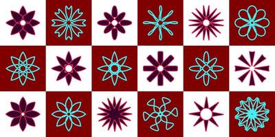 set of symmetrical rotating elliptical planes, flowers or stars vector