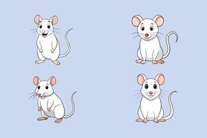 Cute mouse character set. flat design style minimal illustration. vector