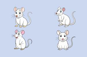 Cute mouse character set. flat design style minimal illustration. vector
