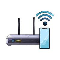 Illustration of wifi router with smartphone vector