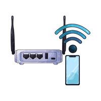 Illustration of wifi router with smartphone vector