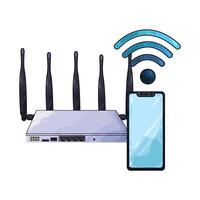 Illustration of wifi router with smartphone vector