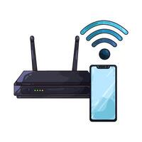Illustration of wifi router with smartphone vector