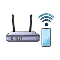 Illustration of wifi router with smartphone vector