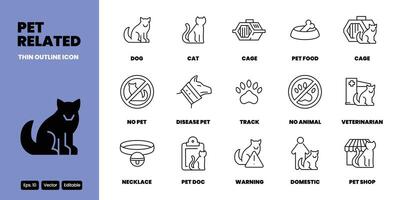 pet services thin outline icon set design good for web and mobile app vector