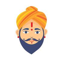 The head of a guy with beard in a turban vector