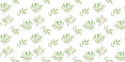 Green abstract shape branches leaves scattered randomly on a seamless pattern. Creative tiny tropical plants print on a light background. hand drawing sketch. Design for fabric textiles vector