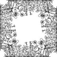 Border or frame made of wildflowers and herbs. Decorative frame for printing on fabric, ribbons and paper. vector
