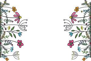 Border or frame made of wildflowers and herbs. Decorative frame for printing on fabric, ribbons and paper. vector