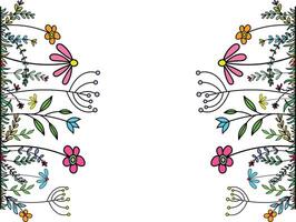 Border or frame made of wildflowers and herbs. Decorative frame for printing on fabric, ribbons and paper. vector