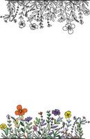 Border or frame made of wildflowers and herbs. Decorative frame for printing on fabric, ribbons and paper. vector