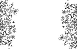 Border or frame made of wildflowers and herbs. Decorative frame for printing on fabric, ribbons and paper. vector