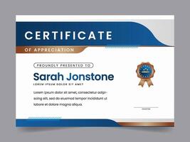 Modern elegant gold certificate template with badge design vector
