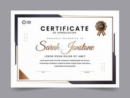 Modern elegant gold certificate template with badge design vector
