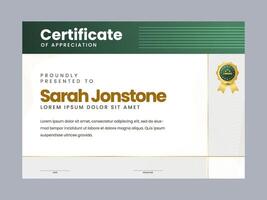 Modern elegant gold certificate template with badge vector