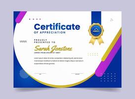 Blue gradient modern certificate template vector