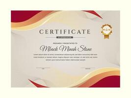 Modern elegant gold certificate template with badge design vector