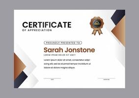 Modern elegant gold certificate template with badge design vector