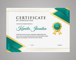 Modern elegant gold certificate template with badge design vector