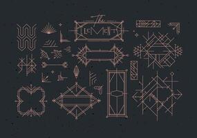 Art deco vintage design elements drawing in line style on dark background vector