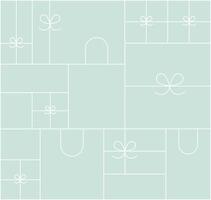 Art deco present composition drawing in linear style on turquoise background vector