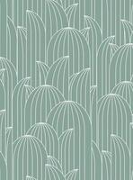 Art deco oval leafy geometrical seamless pattern drawing in turquoise palette. vector