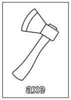 Axe Coloring Page for Kids vector