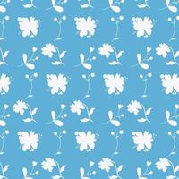 seamless pattern with simple white flowers and light background vector