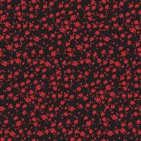 Floral seamless pattern with small red flowers on a ivory black background vector