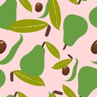 Avocado fruit seamless pattern hand-drawn repeat background for summer colorful fabric vector