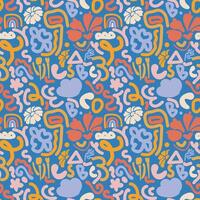 Hand drawn seamless pattern with multicolor abstract shapes vector