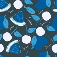 fruit seamless pattern hand-drawn repeat background for summer colorful fabric vector