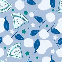 fruit seamless pattern hand-drawn repeat background for summer colorful fabric vector