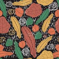 Abstract leaf art seamless Hand drawn pattern with colorful doodle shape. simple floral design in modern pastel colors. vector