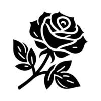 Rose flower silhouette logo isolated on white background, icon vector