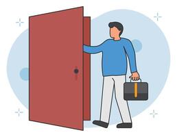 Man going office with bag illustration vector