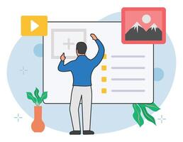 Man uploading photo illustration vector